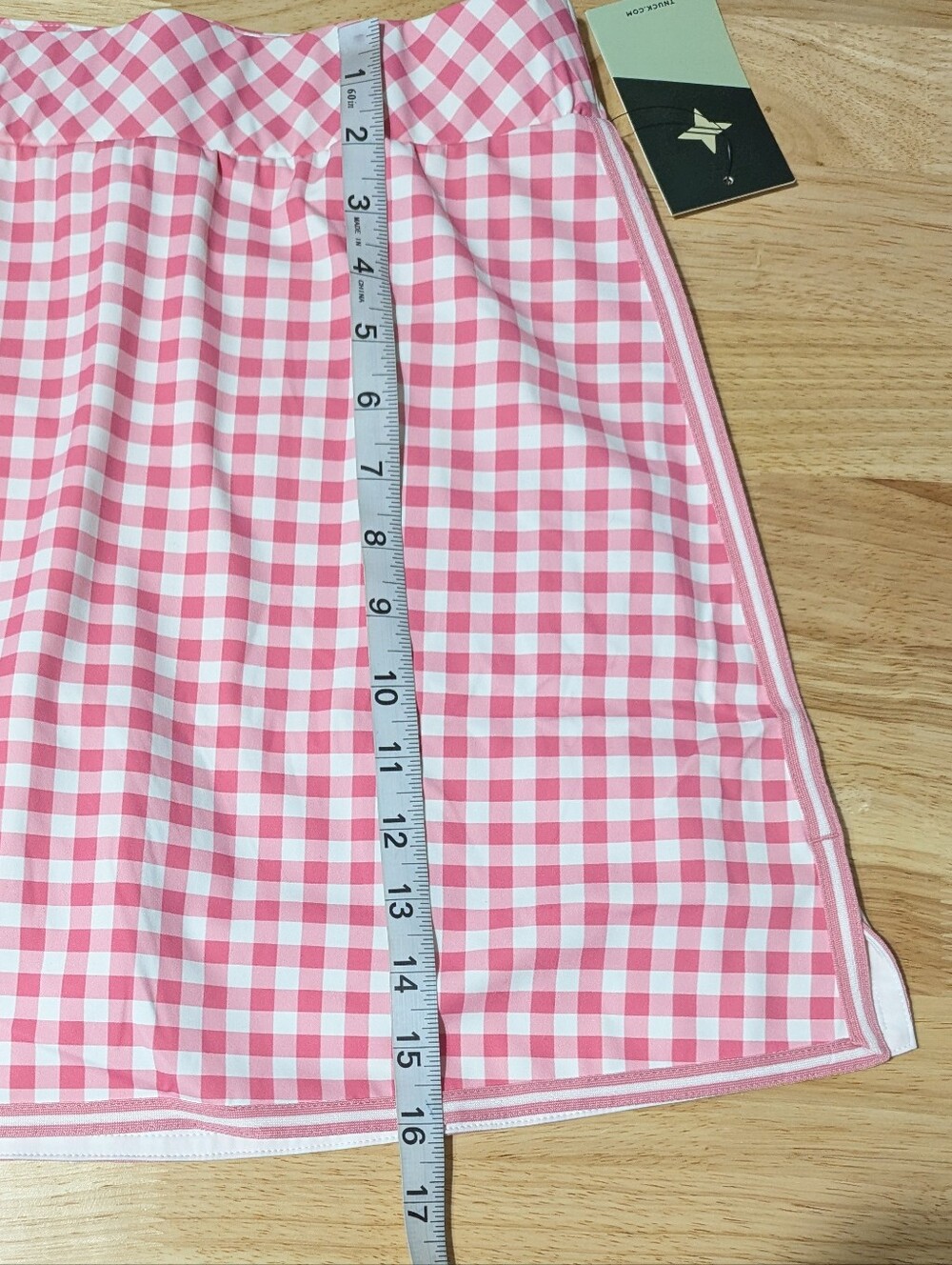 Tuckernuck Karrie Golf Skirt Medium Pink Gingham 16” Preppy Stretch Skort NWT - Picture 4 of 14